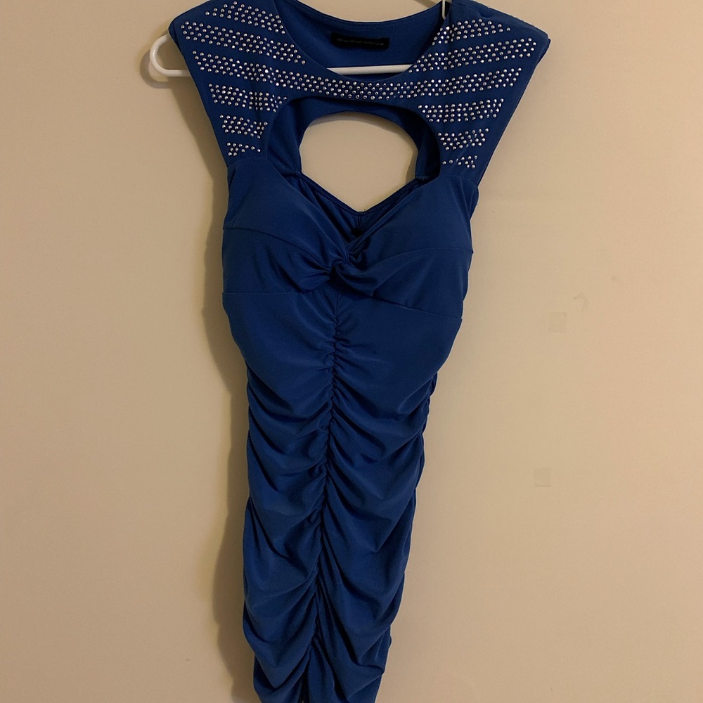 Blue Studded BodyCon Evening in the City Dress
